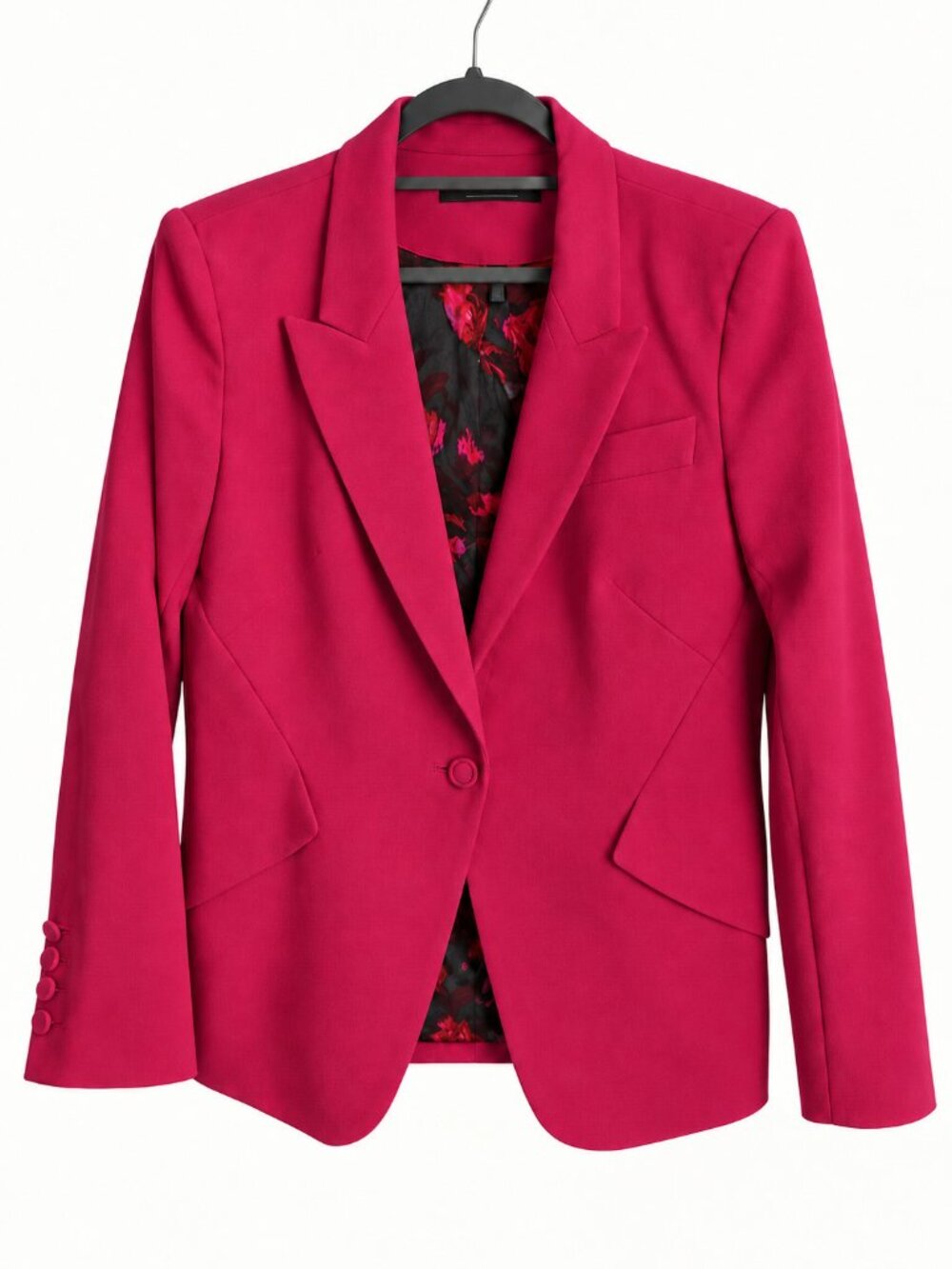 White House Black Market Fuchsia Peak-Lapel Tailored Blazer 10
